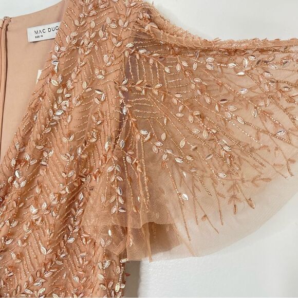 Mac Duggal 35109 Size 14W(18) Leafy Embellished Flutter Sleeves Gown - Picture 8 of 10